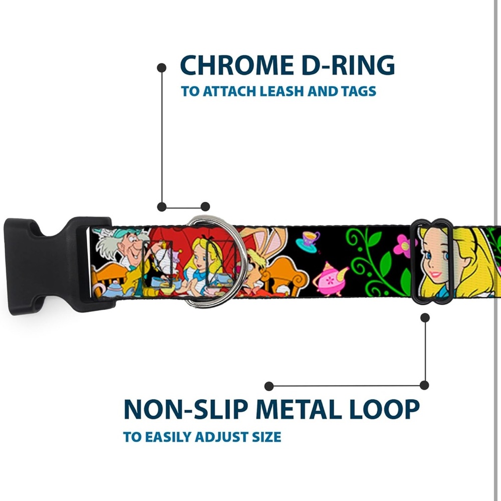 Buckle-Down Plastic Clip Collar Alice's Encounters in Wonderland - 1/2" Wide Med - Picture 4 of 10